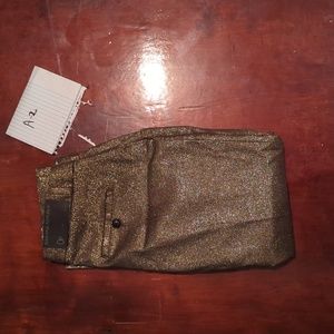 Banana Republic size at zero petite gold sparkling ankle length pant NWT